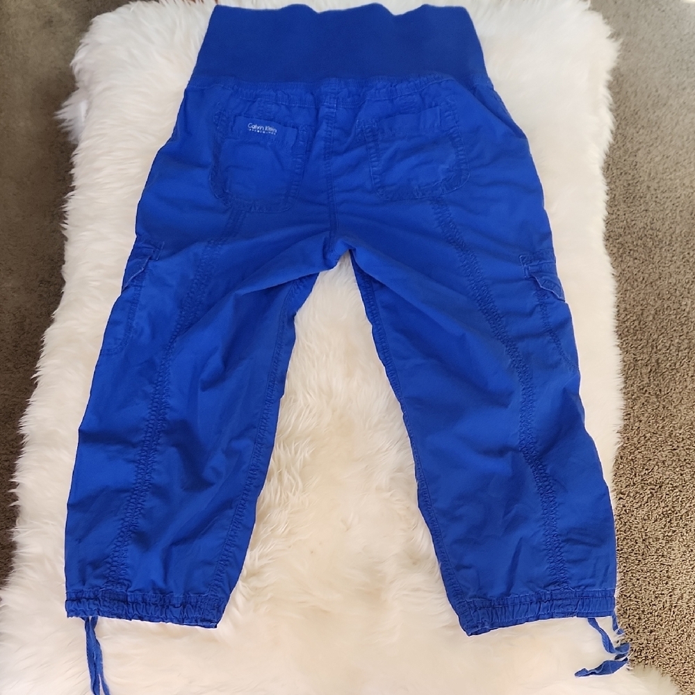 Y2K Calvin Klein Performance Women's Dopamine Boost Blue Cargo Joggers Sz Med - Picture 8 of 9
